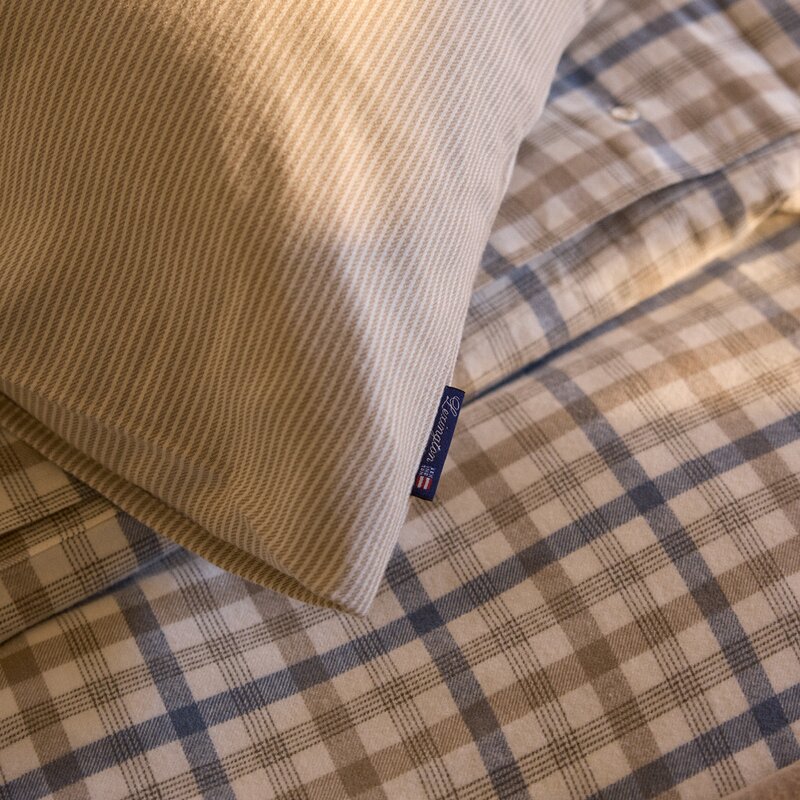 Lexington Stripete Lyocell flannell putetrekk 50x70 cm beige/hvit