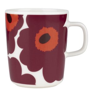 Marimekko Unikko krus 25 cl hvit/burgunder/rød