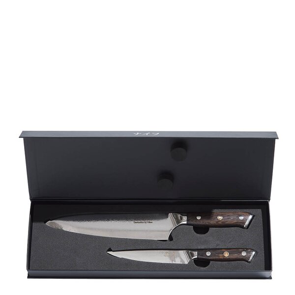 Damaskus by Haws Wengè knivsett 2 deler kokkekniv + universalkniv