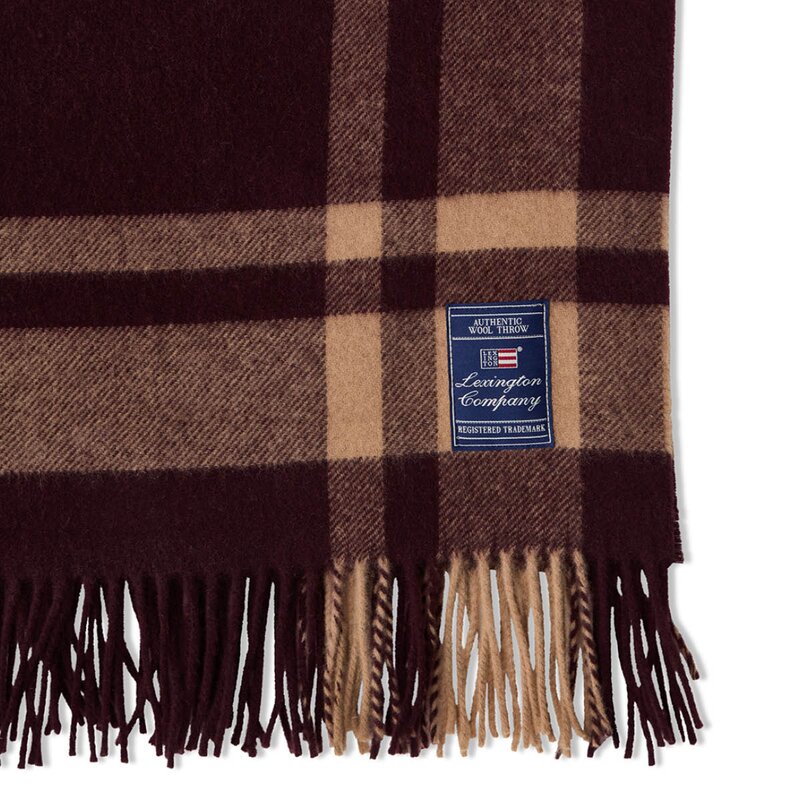 Lexington Frame Striped pledd ull 130x170 cm fig/fudge