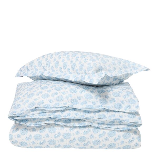 Lexington Sengesett 200x220 cm sateng blomstrete blå/hvit