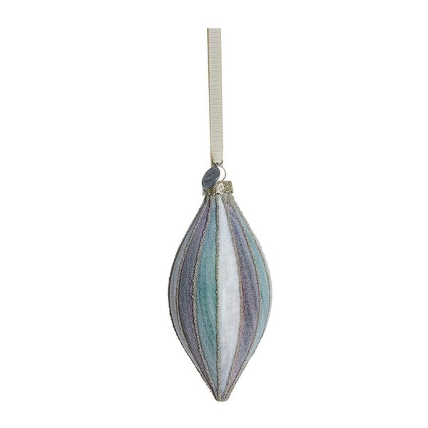 Lene Bjerre Nomillia ornament 13 cm stripet benhvit