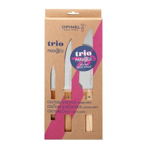 Opinel Parallèle Trio knivsett 3 deler oliven