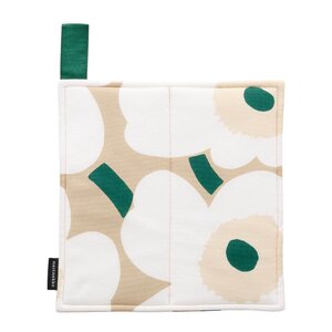 Marimekko Pieni Unikko gryteklut 22x22 cm sand/hvit/smaragdgrønn