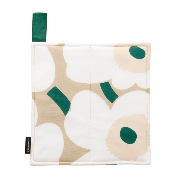 Marimekko - Pieni Unikko gryteklut 22x22 cm sand/hvit/smaragdgrønn