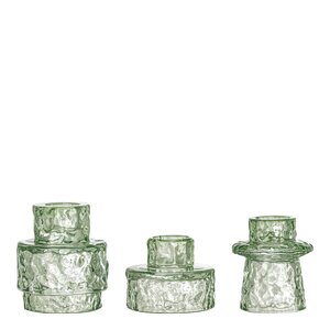 Bloomingville Delphia lysestake i glass 3 stk grønn
