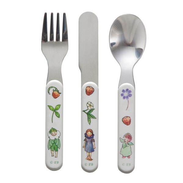 Rätt Start Elsa Beskow barnebestikk 3 deler blomsterbarn