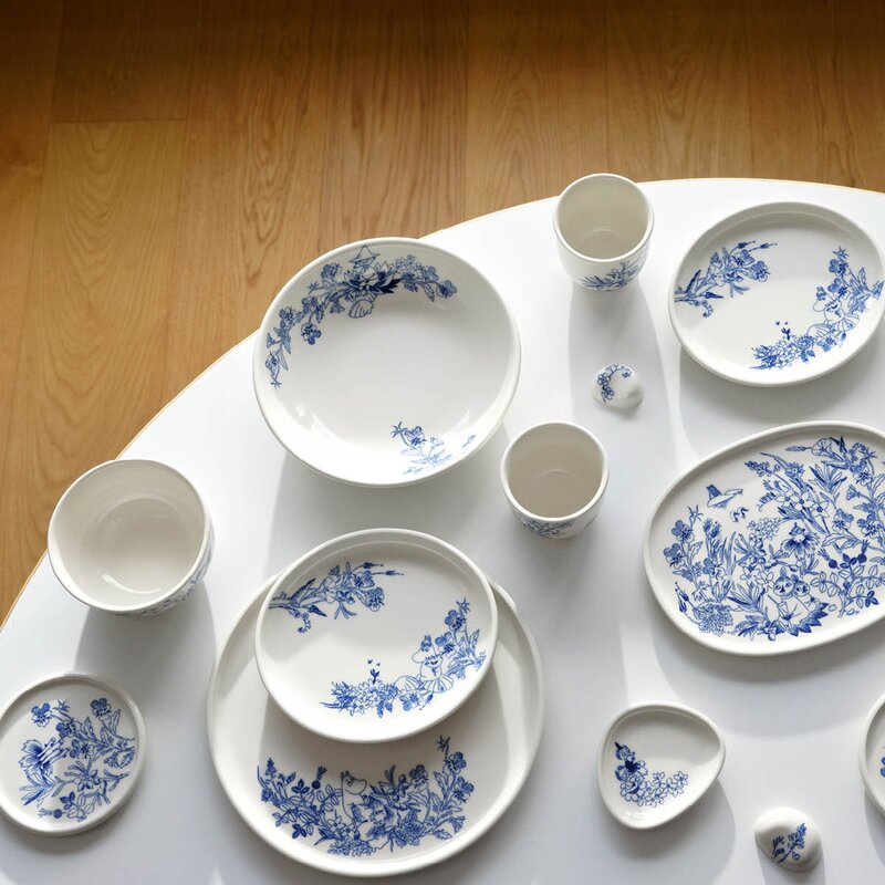 MoominArabia Haru spisepinneholder 2 stk mummi hvit/blå