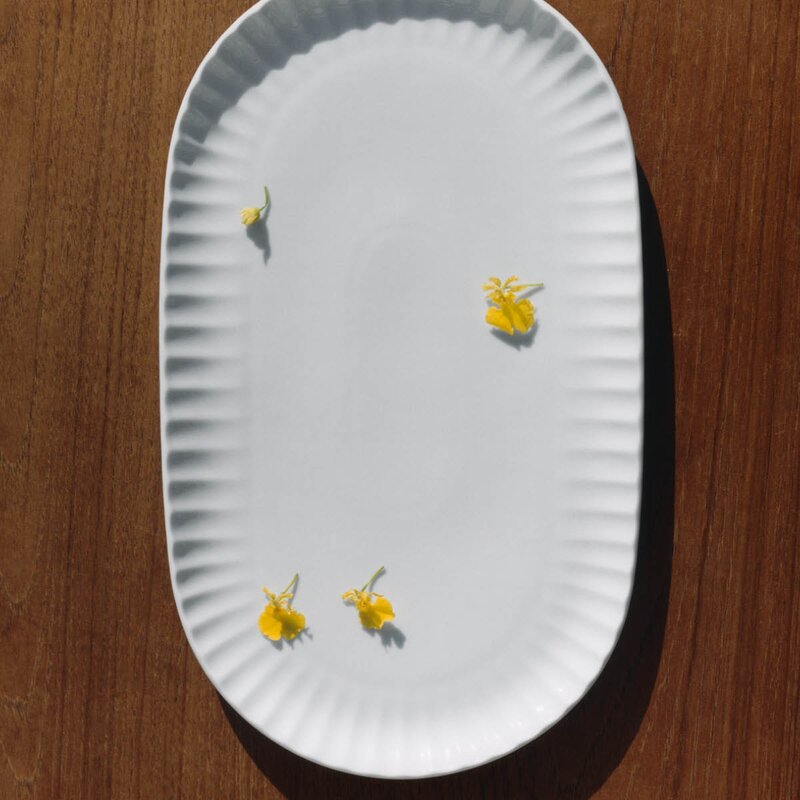 Georg Jensen Bernadotte coupe serveringsfat 38x23 cm hvit