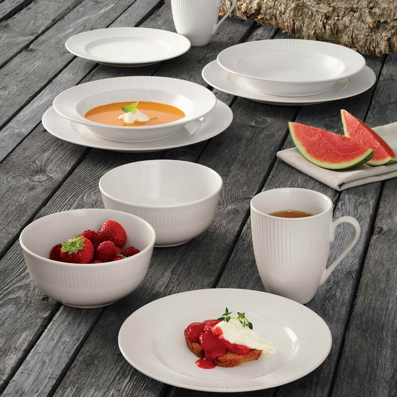 Aida Groovy stentøy skål 14,5x6,5 cm hvit