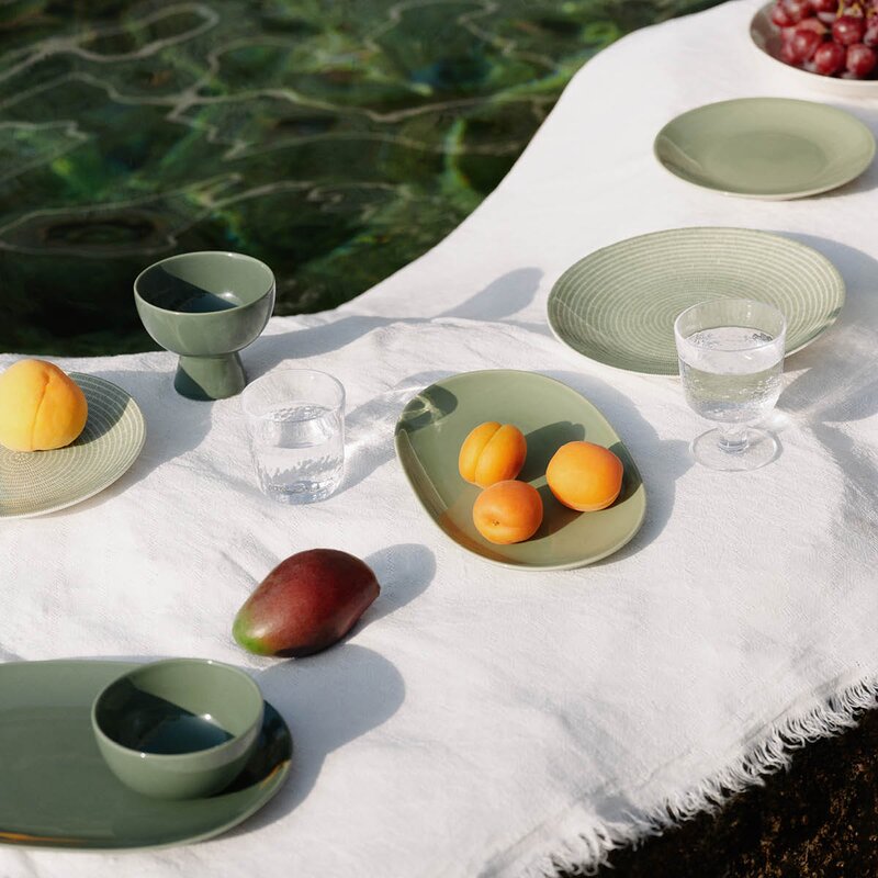 Arabia 24h oval tallerken 18x28 cm salviegrønn