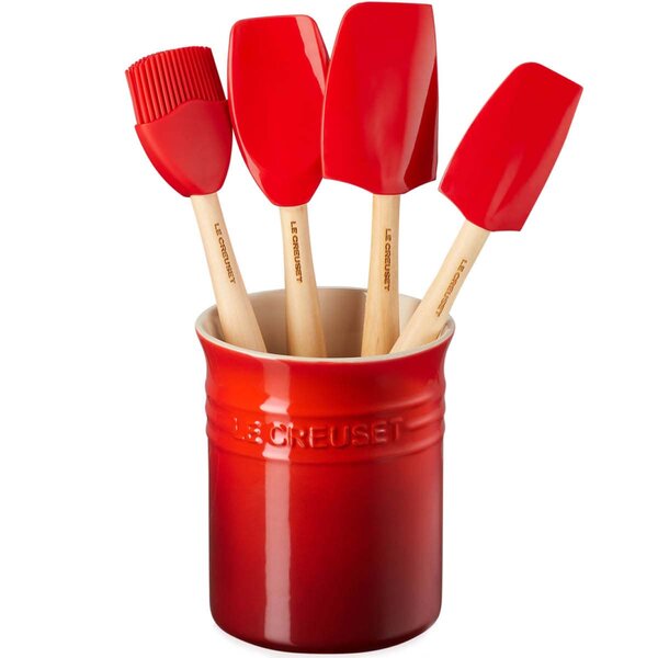 Le Creuset Sett m/4 Craft redskaper i redskapkrukke cerise