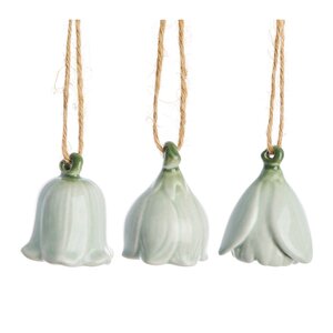 Lene Bjerre Dehlia hengende blomsterdekorasjon 3 stk 4,5 cm lysegrønn