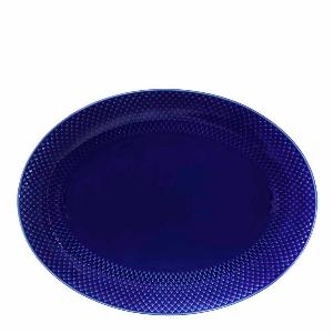 Lyngby Porcelæn Rhombe Color oval serveringsfat 35x26,5 cm mørk blå