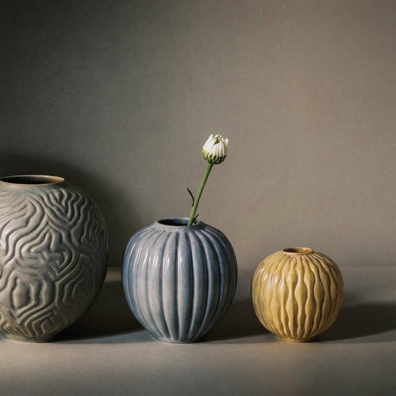 Knabstrup Keramik Solum vase 8,5 cm ochre