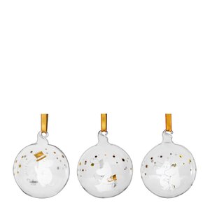 Muurla Mummi julekuler 3 stk 7 cm gnistrende stjerner