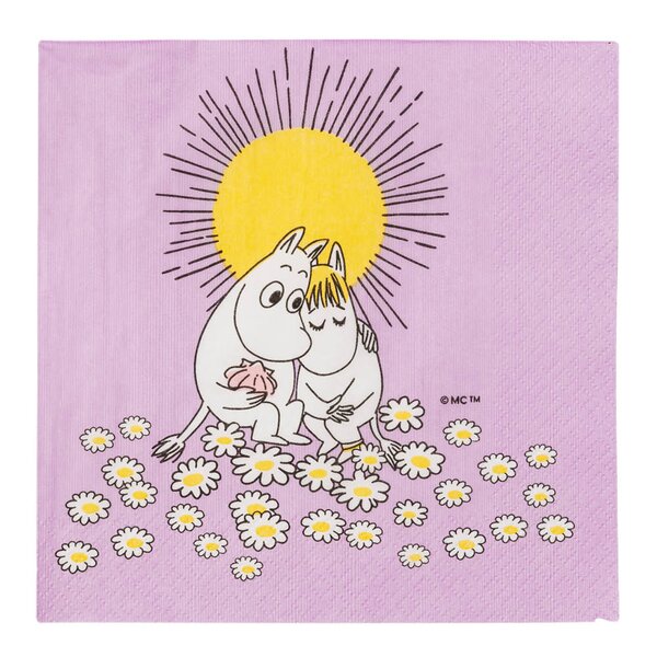 MoominArabia Mummi serviett 33x33 cm 20 stk Kjærester lilla
