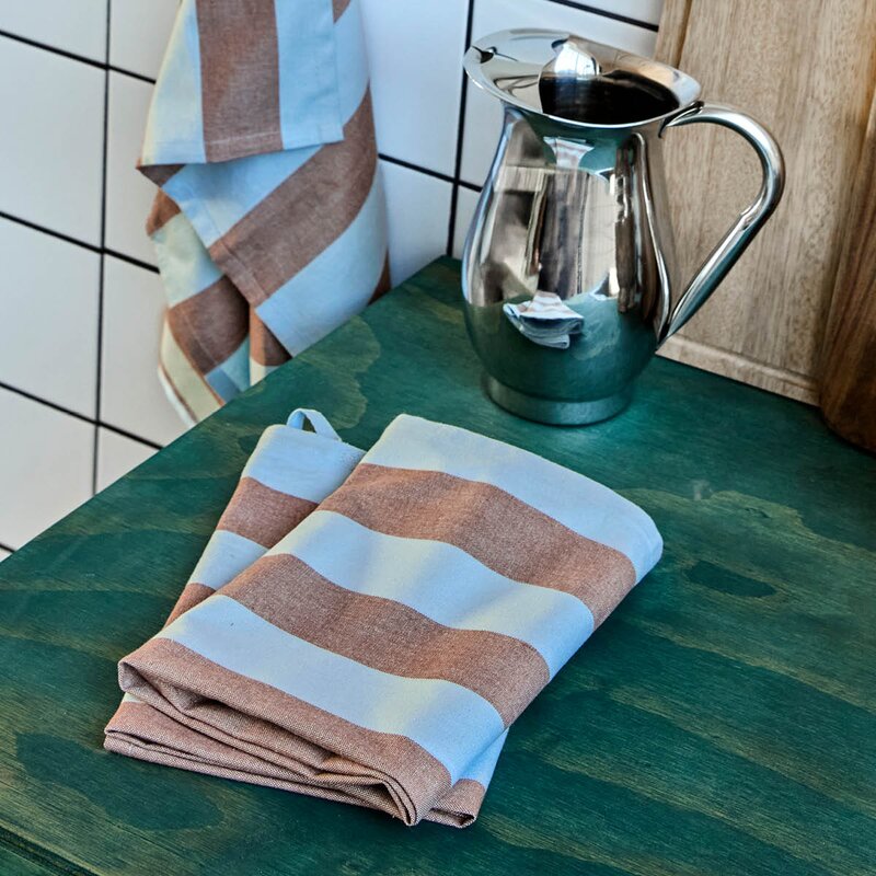 House Doctor Cook kjøkkenhåndkle i bomull 75x55 cm 3 stk lyseblå/brun