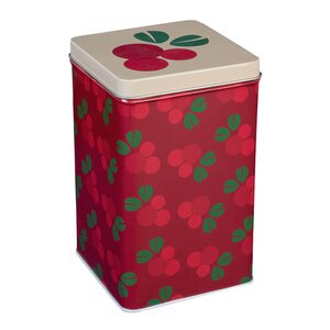 Blafre Tyttebær metallboks 10x10x16 cm rød