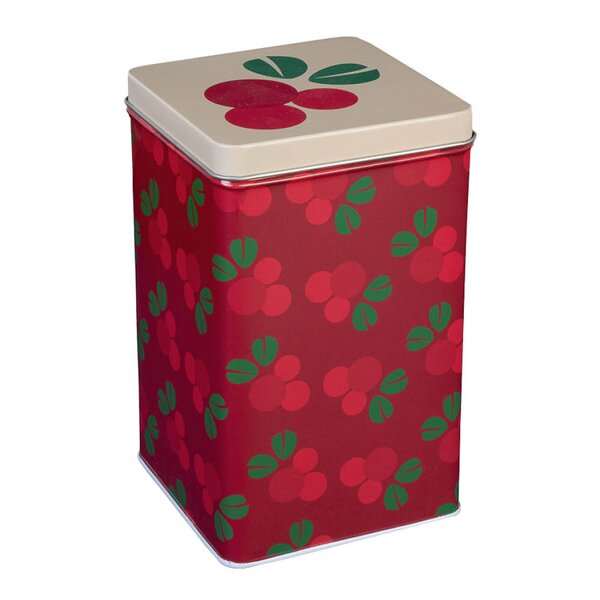 Blafre Tyttebær metallboks 10x10x16 cm rød