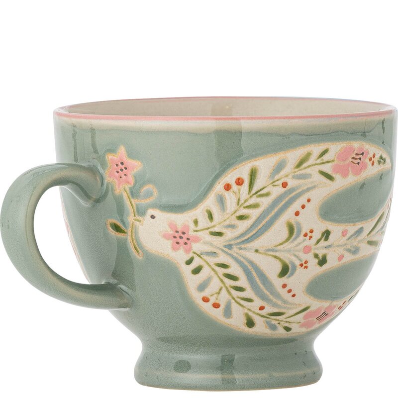 Bloomingville Rosalynde krus 40 cl 4 stk fugl grønn