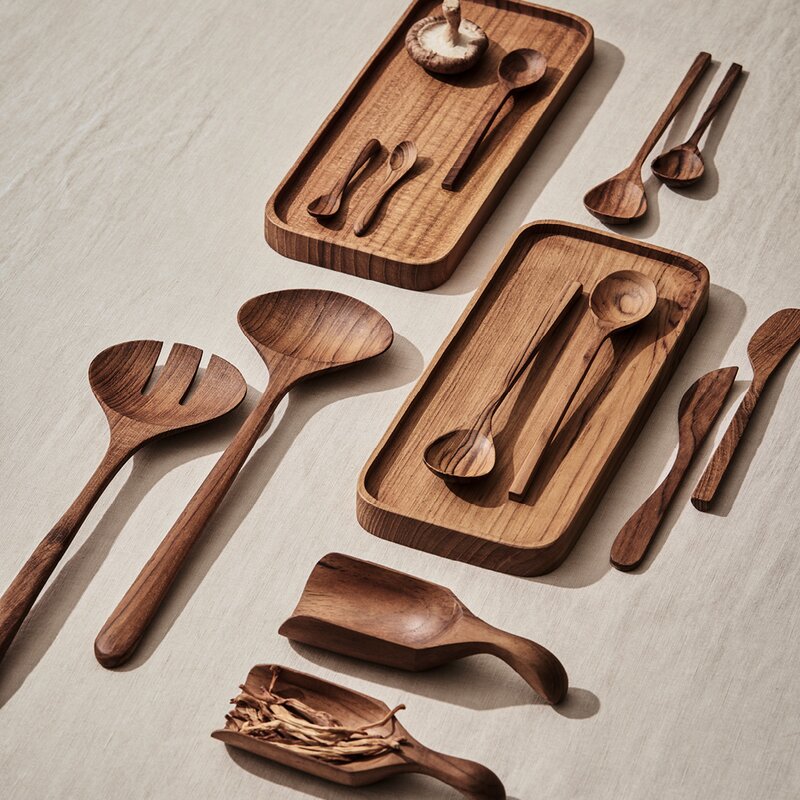 Tell Me More Teak smørkniv sett 2 deler 18 cm