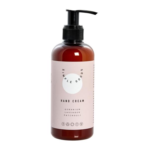 Simple Goods – Geranium håndkrem 250 ml pumpeflaske lys rosa