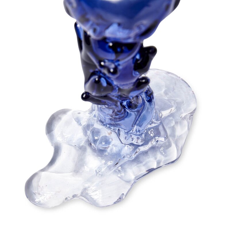 Pols Potten Drip lysestake i glass S 14 cm mørk blå