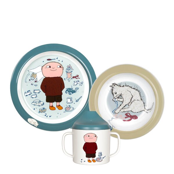 Rätt Start Albert Åberg barneservis 3 deler blå