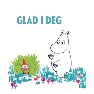 Moomin Mummi kort dobbelt 7,5x7,5 cm Glad i deg hvit/blå