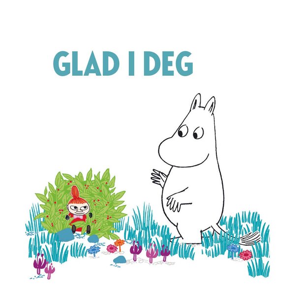 Moomin Mummi kort dobbelt 7,5x7,5 cm Glad i deg hvit/blå