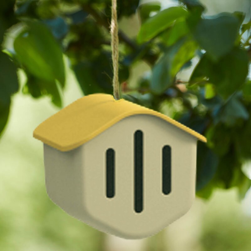 Point Virgule Sommerfuglhus 14 cm beige gul