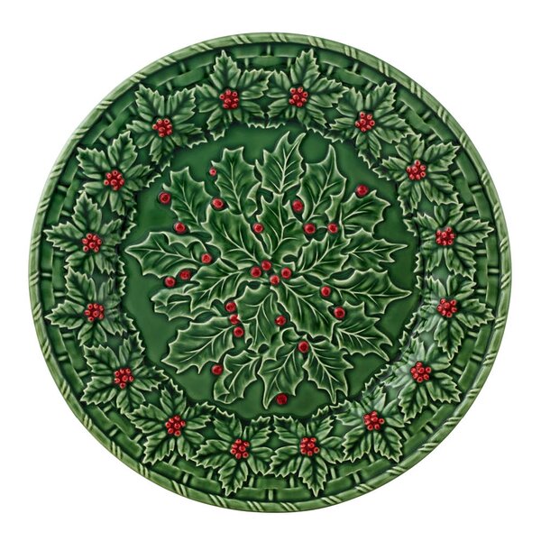 Bordallo Pinheiro Holly serveringsfat 34 cm misteltein grønn