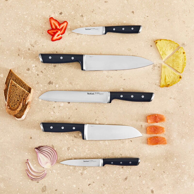 Tefal EverSharp Pro knivsett 5 deler m/knivblokk mørk blå