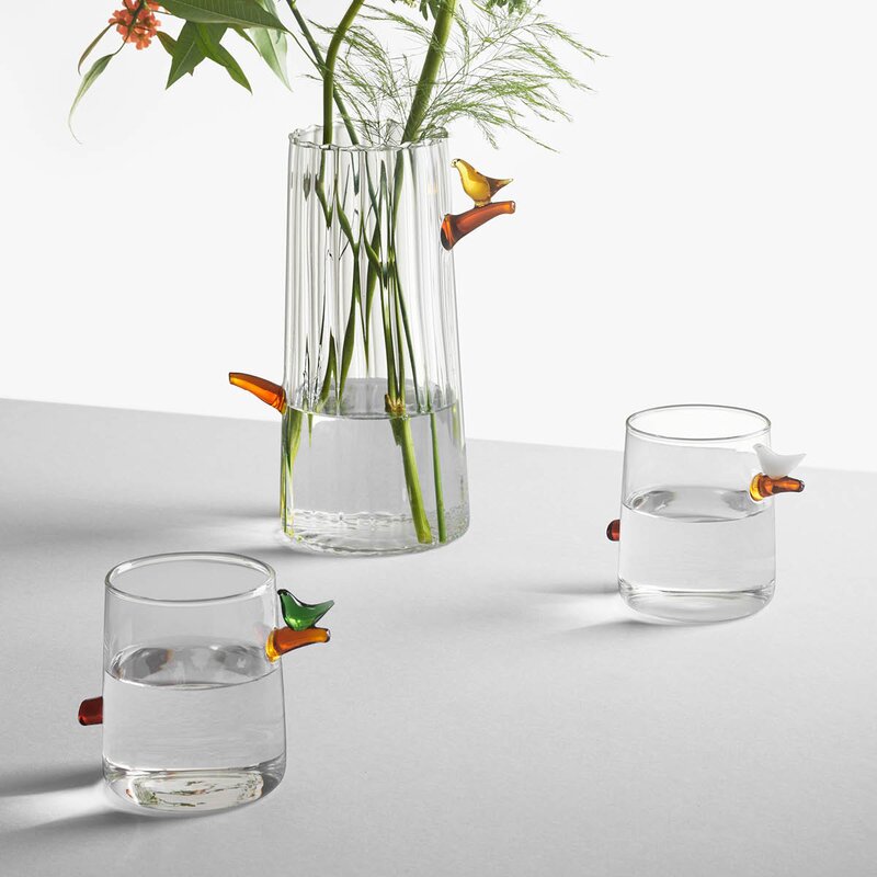 Ichendorf Milano Birds glass 32 cl fugl grønn