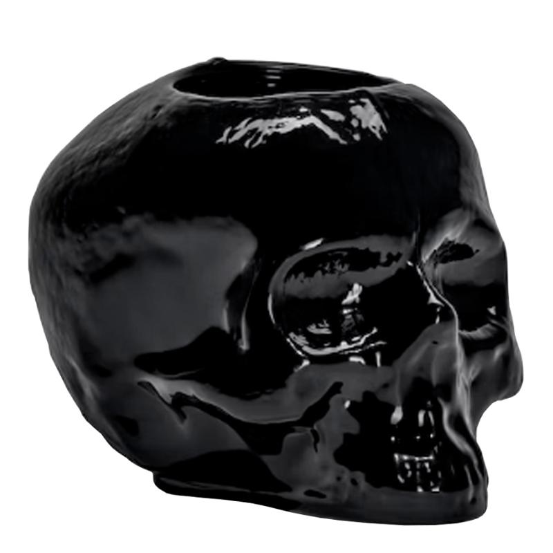 Kosta Boda Still Life skull lyslykt 8,5 cm svart