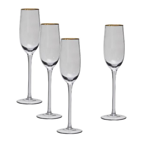 Modern House Soft Grey champagneglass 22 cl 4 stk