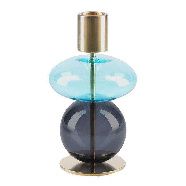 Holmegaard Bubble lysestake 14 cm blå/smoke