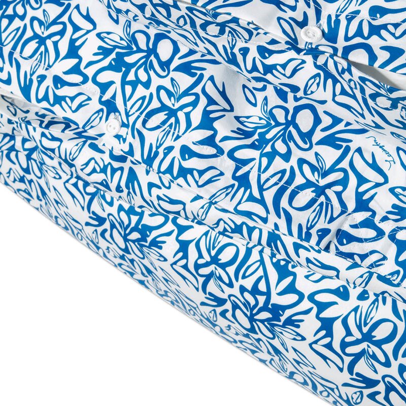 Lexington Sengesett 220x140 cm sateng blomstrete blå/hvit