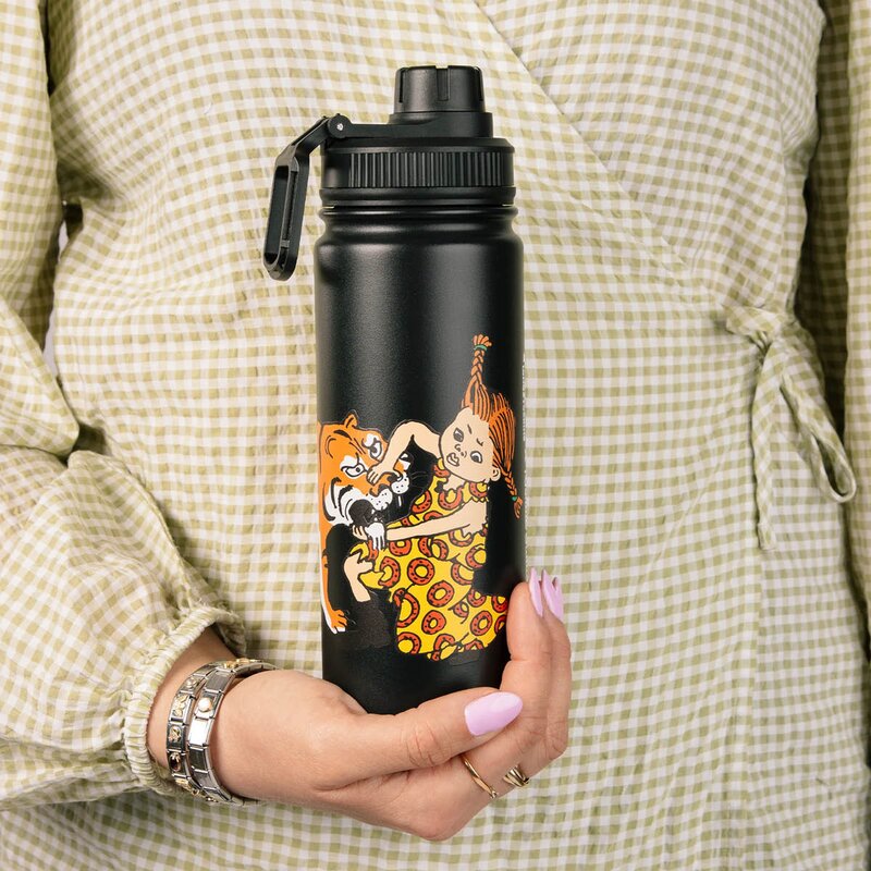 Nordicbuddies Pippi termoflaske 0,55L Pippi tiger svart