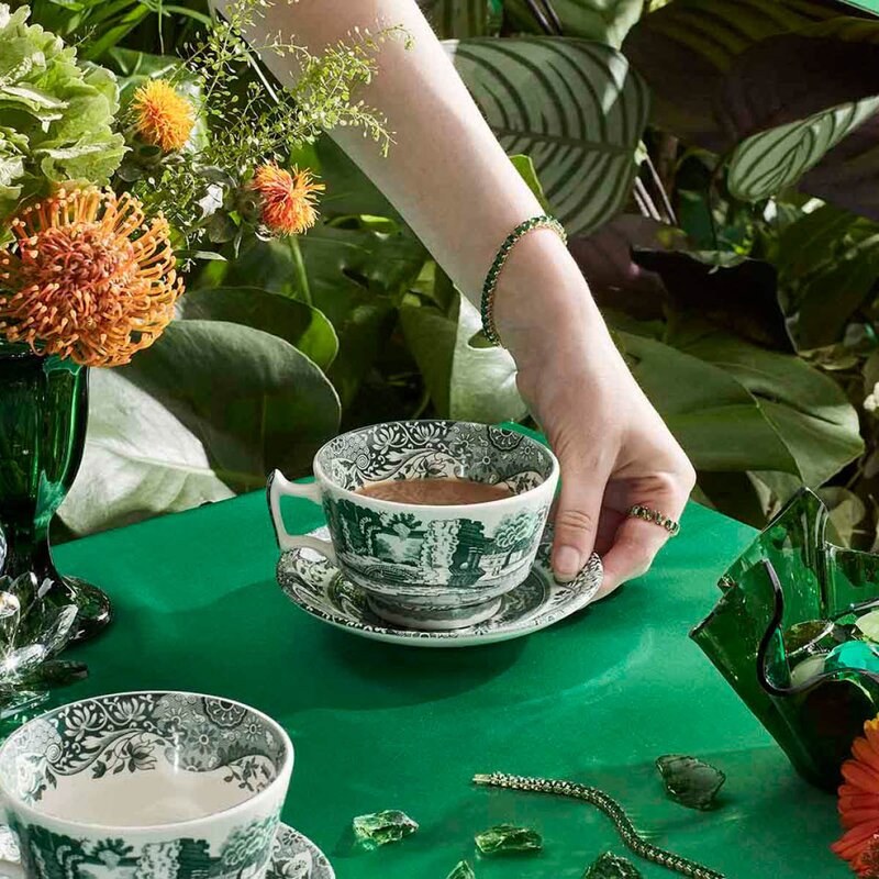 Spode Heritage Green Italian frokostkopp med skål 28 cl 