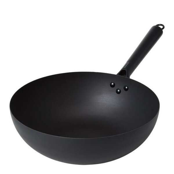Satake Wokpanne karbonstål med trehåndtak 32 cm svart