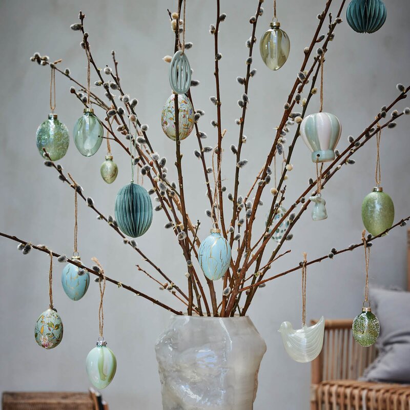 Lene Bjerre Deifilia oppheng kanin i luftballong keramikk H11 cm støvet grønn