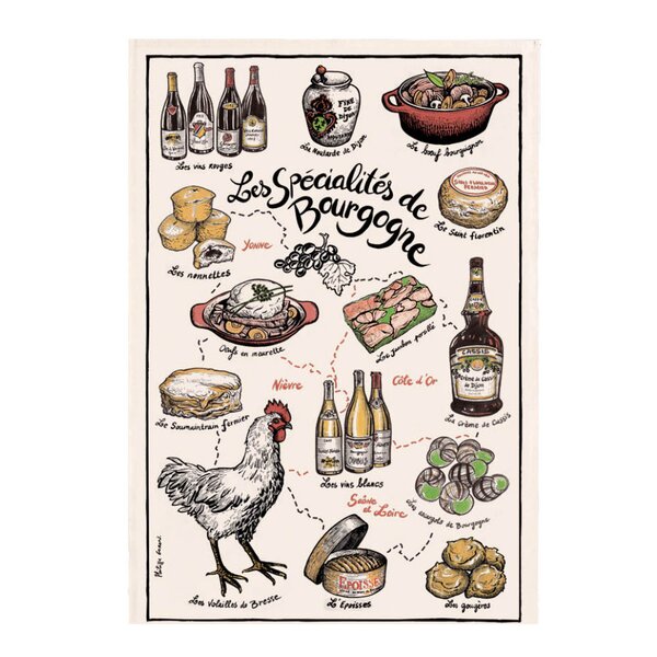 Maison Vivaraise Kjøkkenhåndkle 48x72 cm specialites de bou ecru 
