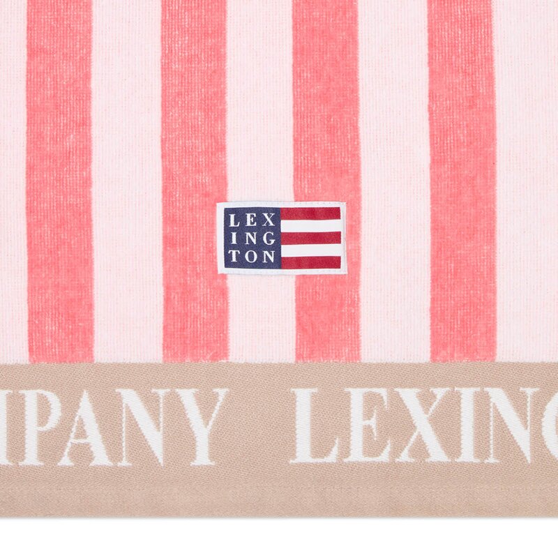Lexington Strandhåndkle 180x100 cm velur/frotté rosa/hvit/beige