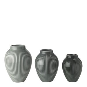 Knabstrup Keramik Ripple mini vaser 3 stk matt misty green/celadon green/dark green