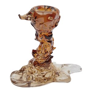 Pols Potten Drip lysestake i glass S 14 cm mørk brun
