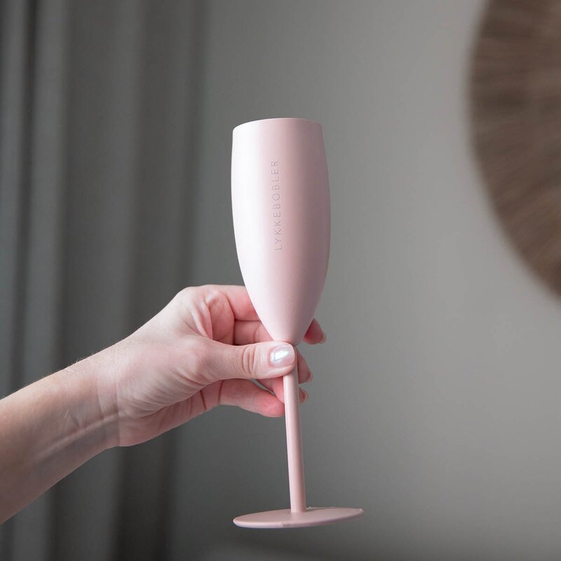 Pictureit Termo champagneglass LYKKEBOBLER 12 cl dus rosa