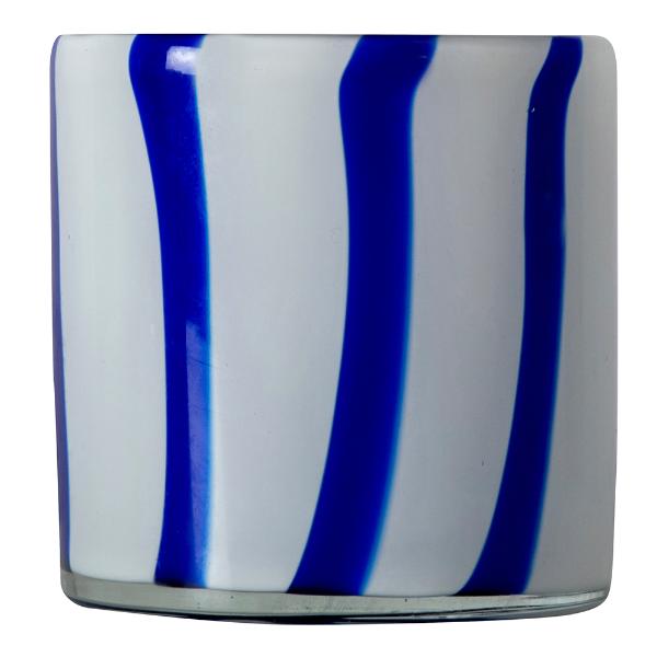 ByOn - Calore lyslykt 10x10 cm Curve bl&aring;/hvit stripete