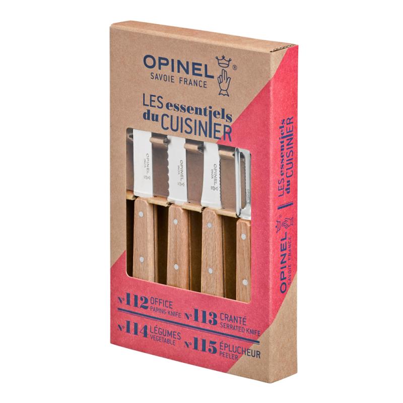 Opinel Essentials knivsett 4 deler bøk